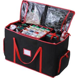 Large 2-in-1 Christmas Ornament Storage Box - High Capacity Storage, Easy Organization Protect Your Holiday Decorations (Black)