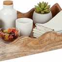 Mela Artisans Wooden Serving Tray with Handles | 12x8x2.5 Mango Wood Decorative Tray | Ottoman Tray | Snacks | Desserts | Breads | Coffee Table | Bedroom | Scalloped Design