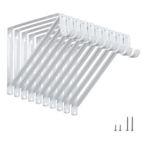 HOME MASTER HARDWARE Heavy Duty Closet Shelf Rod Brackets Supports 250lbs, Wall Mounted Closet Shelves Bracket with Rod Shelving Support, White with Screws 10-Pack