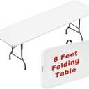 Elevon Folding Table, 8 Feet Heavy Duty Fold-in-Half Utility Table Indoor Outdoor for Camping, Picnic, Party