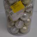 Sibosen Christmas Ball Ornaments, 34 Count Pre-Strung Xmas Balls, Shatterproof Barrel Packed Balls for Holiday Party Wreath Tabletop Tree Decorations, 3.15 Inch, Ivory