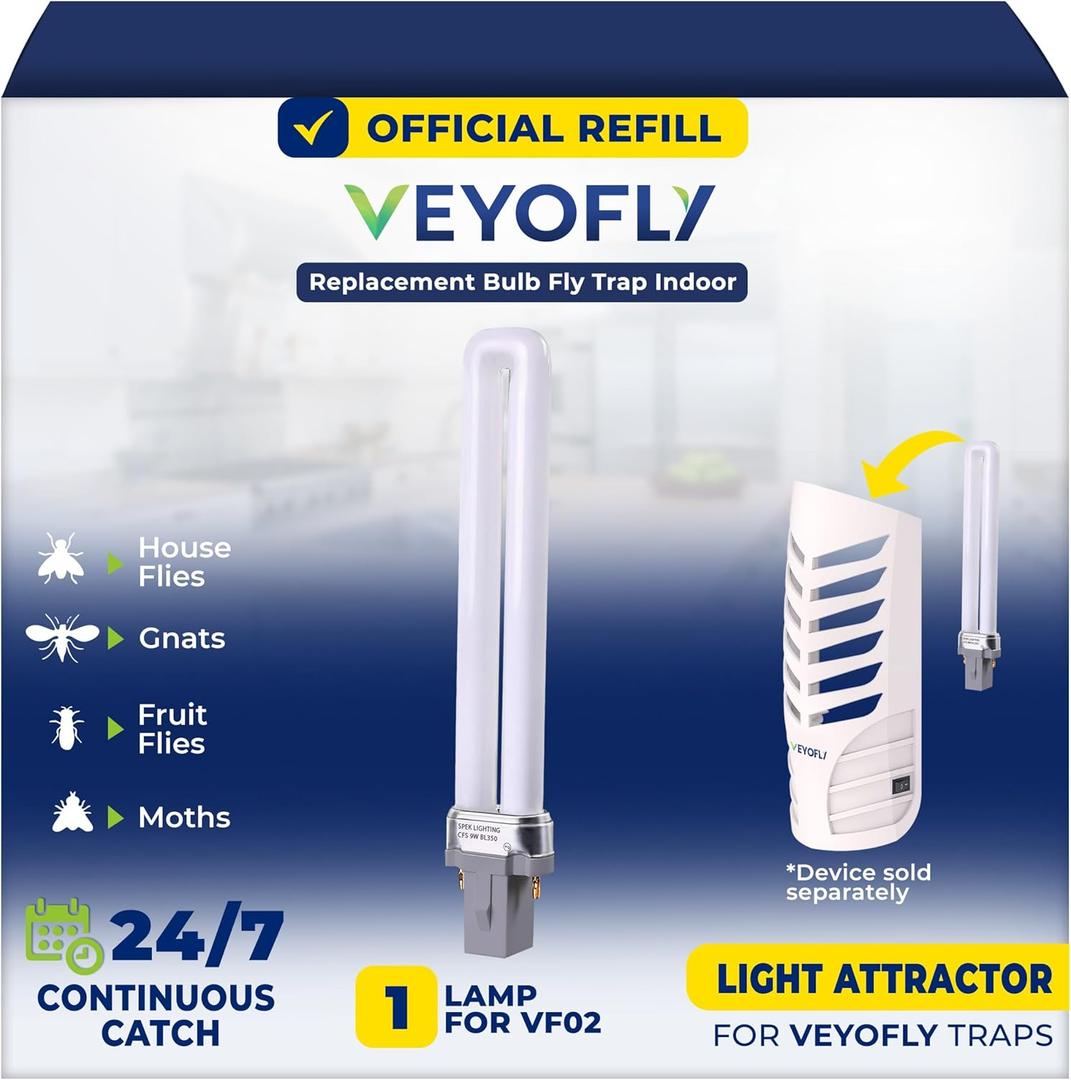 VEYOFLY 1 Replacement Bulb Fly Trap Indoor Compatible with Model VF02. (Device not Included) VEYOFLY 1 Replacement Bulb Fly Trap Indoor Compatible with Model VF02. (Device not Included)