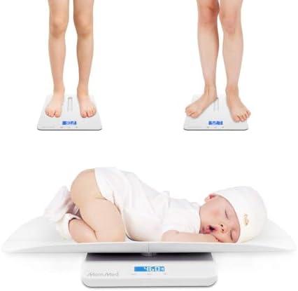 MomMed Baby Scale, Multi-Function Toddler Scale, Baby Scale Digital, Pet Scale, Infant Scale with Hold Function, Blue Backlight, Weight and Height Track 