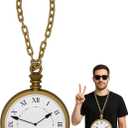 Nicky Bigs Novelties Jumbo Clock Necklace Prop 10 Oversized Clock on 16 Chain White Rabbit Flavor HipHop Costume Accessory Lightweight Plastic Cosplay Halloween Decoration