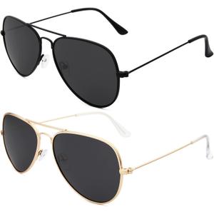 livho Sunglasses for Men Women Aviator Polarized Metal Mirror UV 400 Lens Protection (All black & Gold Black)