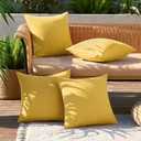 MIULEE Pack of 4 Decorative Outdoor Throw Pillow Covers Linen Waterproof Pillow Covers Summer Farmhouse Cushion Cases for Patio Garden Tent Balcony Couch Sofa 18x18 Inch Yellow
