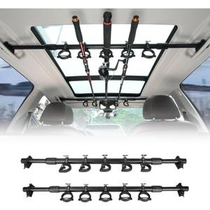 Hikeen Fishing Rod Holder for Car, Vehicle Fishing Pole Holder Roof Rack Inside,5 Rod Capacity, Heavy Duty Adjustable 29-48 Inch, Fishing Rod Carrier Pole Storage for SUV, Car