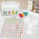 Mini Mahjong Set, American Mahjong Game Set Include 166 Premium Tiles (1.2’’), 1 Bag, 100 Chips, 4 Tile Rulers, 4 Dice, 5 Instruction Manuals, Portable Travel Mahjong Set for Adults & Beginners