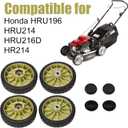 4 Pack Lawn Mower Wheels HR214 Replacement for Honda HRU196 HRU214 HRU215 HRU216 HRC216K1 Series, Front & Rear Wheels Kit, 200mm Diameter, Push Riding Mowers Tires Care Parts, Maintenance Accessories