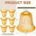 Teenyyou 6 Pcs Bell Shaped Glass Lamp Shade E26 Replacement Globe Ceiling Fan Light Cover with 1-5/8'' Fitter Opening for Chandelier Wall Sconce Pendant Light Bathroom Vanity Fixture (Amber Marble)