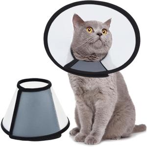 Vivifying Cat Cone, Adjustable Recovery Pet Cone, Lightweight Plastic Elizabethan Collar for Cats, Dogs and Rabbits (Black) M