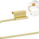 12.4 Inches Cabinet Door Paper Towel Holder Camper Under Sink No Drilling Paper Towel Storage and Dispenser for RV Kitchen Bathroom Laundry Room, Stainless Steel(Gold,1 Pcs)