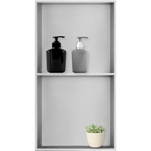 Shower Niche, 12 * 24 Stainless Steel Elegant Bathroom Niche, No Tile Needed Recessed Shower Shelf Organizer for Storage,Silver