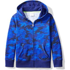 Amazon Essentials Boys and Toddlers' Fleece Long-Sleeve Zip-Up Sweatshirt Hoodie (Previously Spotted Zebra) (2T, Blue Camo)