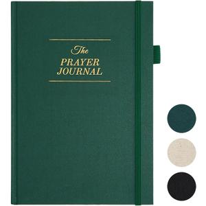 Prayer Journal for Men and Woman - 60 Weeks Bible Journal with Prompts, Verse and Scripture - Devotional Journal for Women and Men, Bible Study Journal for Christians, Pine Green