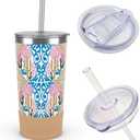 Biddlebee 20oz Insulated Tumbler with Straw and Slider Lids | Cute Stainless Steel Coffee Cup and Water Bottle with Silicone Boot | Gift for Women, Mom or Best Friend | Travel Mug Hot Cold (Desert Dreams)