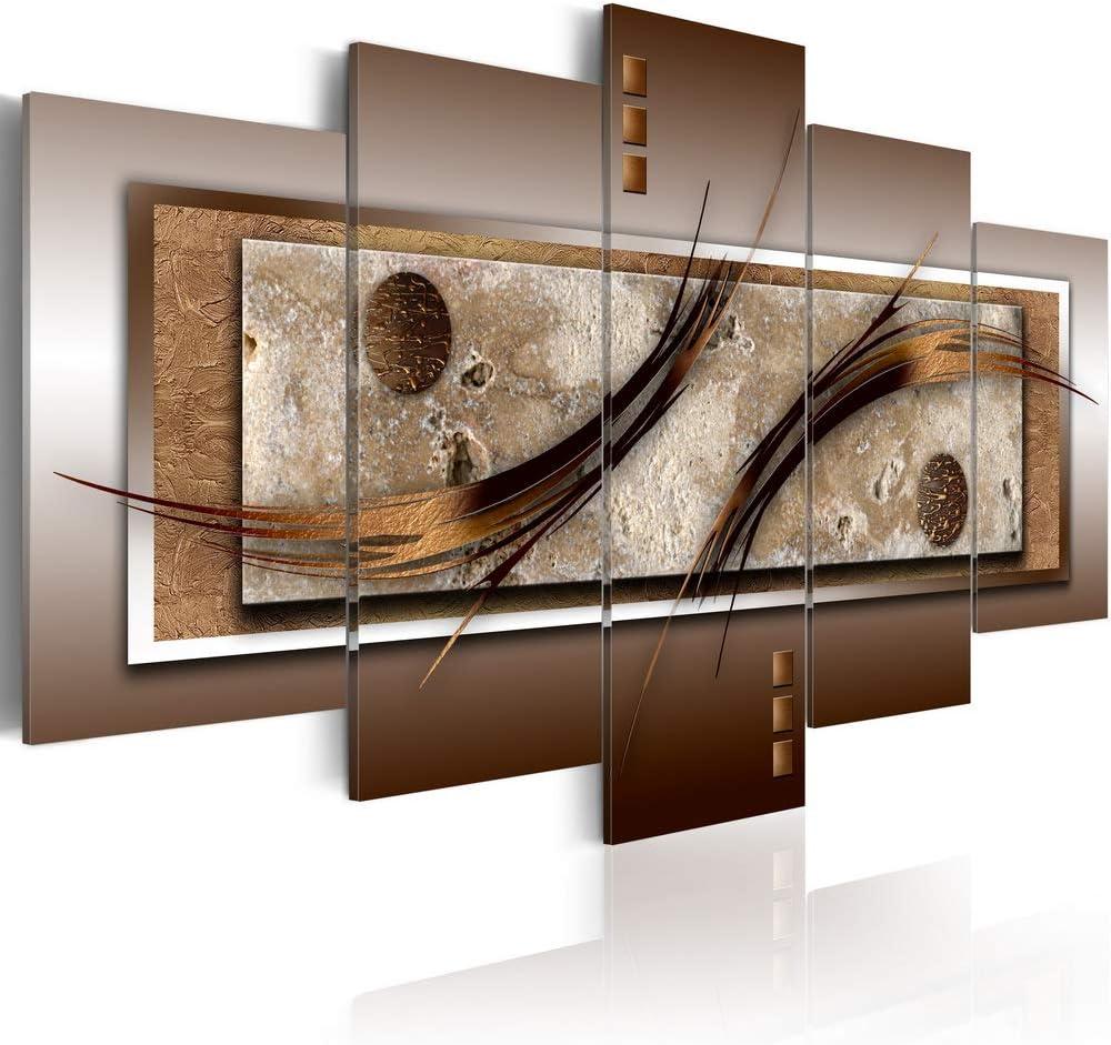 Canvas Prints Wall Art Delicate Shapes and Warm Colors Abstract 5 panels Painting Contemporary Picture Home Decoration for Bedroom Framed Ready to Hang (CL02, Large W60 x H30) (Brown)