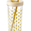 Lemon Edition Glass Sipper Tumbler Glass with Lid and Straw