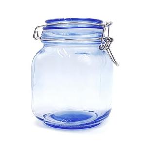 Blue Glass Airtight Coffee Canister 32oz (1000ml), Airtight Coffee Container & Airtight Canister for Kitchen Storage, Glass Flour Container & Flour Jar, Fermentation Jar and Kimchi Containers