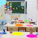 120 Pieces Colorful Large Dry Erase Dots Circles 11 Inch Removable Vinyl Table Stickers Wall Decals Spots with 16 Pieces Whiteboard Markers for Classroom Teacher Students Home Desk Wall