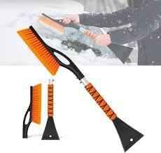 3 in 1 Ice Scraper & Snow Brush for Car Windshield, 85cm Extendable Ice Scraper and Snow Brush with 360°Pivoting Brush Head, Detachable Scratch-Free Snow Removal Tool Brush (Non-extendable-Orange)