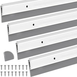 FoldTier 4 Pcs Slotted Door Sweep for Bottom of Door Exterior and Interior, 2-1/8 x 36 Inch, Aluminum Threshold Seal with Flexible Split Rubber, Weather Stripping Draft Dust Noise Stopper