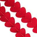 2 x 72 Felt Heart Garland, Pre-Strung Red Heart Decor for Valentines Day Decorations, Wedding, Anniversary, Birthday, Backdrop for Office, Classroom, Vaday Party Props