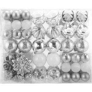 100 Pack Christmas Ball Ornaments,Silver and White Plastic Christmas Balls Shatterproof Christmas Tree Decorations in Indoor,Holiday Xmas Tree Decor Hanging Baubles Balls