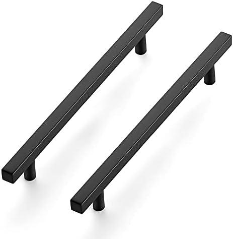 Ravinte 15 Pack 10" Square Cabinet Pulls Matte Black Stainless Steel Kitchen Cupboard Dresser Handles Cabinet Handles 10" Length, 7-1/2" Hole Center, Matte Black