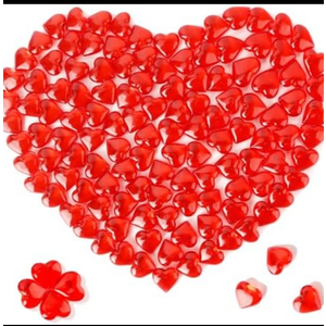 Pack Of 2 Liwidon Red Acrylic Heart, 120Pcs Heart Gems Reusable Love Heart Ornaments 0.9 Inch Translucent Hearts Shaped Crystal Gems for Vase Filler DIY Crafts Table Scatter Home Wedding Birthday Decorations