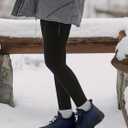 TEMOFON Snow Boots for Women Winter: Waterproof Slip On Fur Warm Snow Boots - Comfortable Walking Ankle Winter Outdoor Shoes Blue Size 9