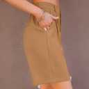 luvamia Bermuda Shorts for Women Dressy Casual High Waisted Summer Work Elastic Waist Pleated Dress Shorts with Pockets (Medium, Camel)