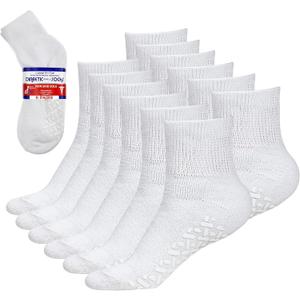 Debra Weitzner 6Pk Non-Binding Loose Fit Sock - Non-Slip Diabetic Socks for Men and Women - Crew, Ankle (10-13)