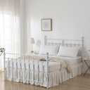 Tufted Dot Bed Skirt Queen Size Ruffled Bed Skirt with Split Corners, 18 Inch Drop Dust Ruffle Bed Skirts with Platform, Ivory