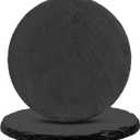Black Nature Stone Coasters Set of 2, Round Drink Coasters Anti-Scratch, Table Décor for Office Bar Kitchen and Home, Protect Wood Glass Surfaces in Style (2pack)