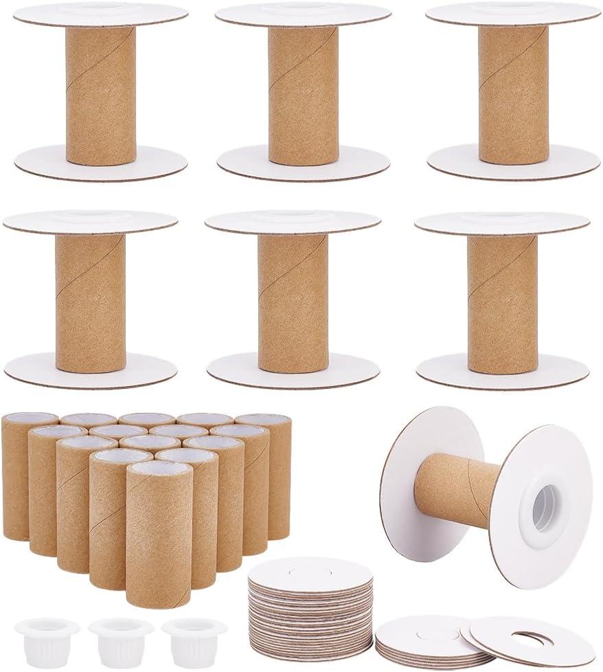 PH PandaHall 16 Sets Empty Paper Thread Spools, Wire Weaving Bobbins Paper Sewing Spools Detachable Thread Ribbon Holder for Yarn Cord Embroidery Sewing DIY Arts Crafts, 50mm/1.97" (BurlyWood)