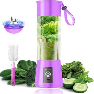 Personal Blender for Shakes and Smoothies - 2026 New Upgrade Cordless Portable Blender USB Rechargeable, 380Ml BAP Free Cup, Freshly Squeezed for Picnic/Sports, 20000Rpm/Min Speed, Valentines Day Gift (Purple)