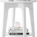 VASAGLE MAEZO Collection - Side Table, 2-Tier Small Round End Table, Nightstand with Tapered Legs, Curved Transitions, for Small Spaces, Living Room, Bedroom, Cloud White ULET283T14 | Lower Shelf, Small Spaces, Living Room, Bedroom