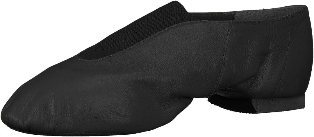 Bloch Dance Jazz Women Shoes Super Jazz Leather with Strong Elastic Slip On, High Durability, Neoprene stretch satin, Rubber Split Sole Leather, Dancing Shoe (4, Black)