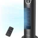 DR.PREPARE Tower Fan for Bedroom, 25 dB Quiet DC Bladeless Fan with Remote, 8 Speeds, 1-8H Timer, 80 Oscillating Fans for Indoors, 16 Inch Portable Desk Table Fans for Room, Home, Office