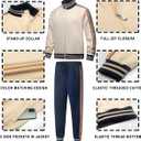 Mens Tracksuits 2 Piece Set Full Zip Velour Sweatsuit for Casual Training Outdoor - Available in Blue Khaki and Black (XX-Large)