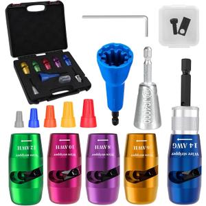 Wire Stripper for Drill, 6/8/10/12/14 AWG Wire Twister Tool for Drill, New Upgrade Drill Wire Stripper and Twister Kit, Wire Stripper Tool, Wire Stripping and Twisting Tool, Electrician Tools Set (Black)