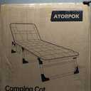ATORPOK Folding Camping Cot for Adults with Padded Mattress and Pillow, Adjustable Reclining Lounger Sleeping Cot Bed, Ideal for Camping, Travel, Garden, or Office Use, Blue, Single