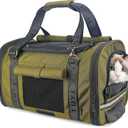 Soft Sided Cat Carrier for Anxious Cats with Privacy Flaps, Airline Approved & Car Seat Safe Pet Carrier for Small Dogs & Cats, 17 x 9.5 x 10.5 in, Reinforced Resin Mesh, Metal Buckles, Green