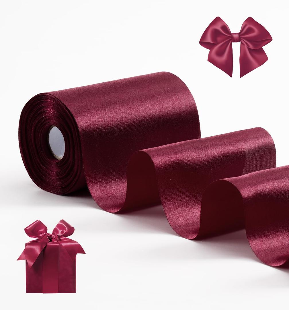 Red Satin Ribbon 4 Inch x 22 yd Wide Ribbon for Grand Opening Business Cuttings Ceremony Bow Christmas Festival Decor