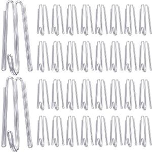 Blulu Pleat Hooks Stainless Steel Curtain Hooks Drapery Clasp and Pin 4 Prongs Pinch Pleat Tools Clips for Window, Shower Curtain (60 Pcs)