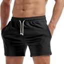 AIMPACT Mens Workout Sweat Shorts 5 Inch Cotton Casual Fitness Mens Athletic Gym Shorts with Pockets (Medium, Black)