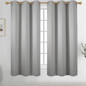 Diraysid Light Grey Grommet Blackout Curtains for Bedroom Thermal Insulated Room Darkening Curtains Drapes, 42 x 72 inch, 2 Panels