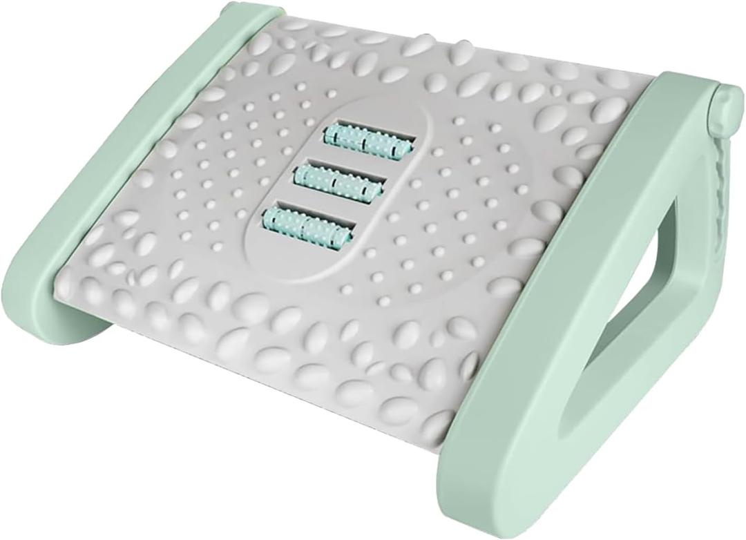 Office Foot Rest,Adjustable Height Footrest Under Desk, Ergonomic Computer Foot Stool,Pressure Relief,Straightening Hunchback for Office and Home (Green)