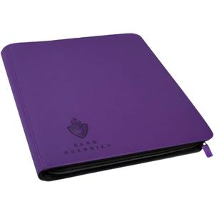 Card Guardian - 12 Pocket Premium Binder with Zipper for 480 Cards - Side Loading Pockets for Trading Card Games TCG (Purple)